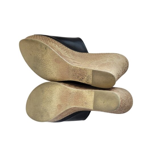 Women's Bella Vita Black Leather Slides Sandals Espadrilles 8.5N Narrow - Picture 7 of 7